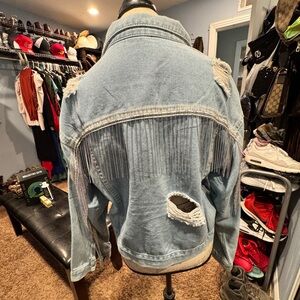 Never worn Denim Jacket with Distressed Details